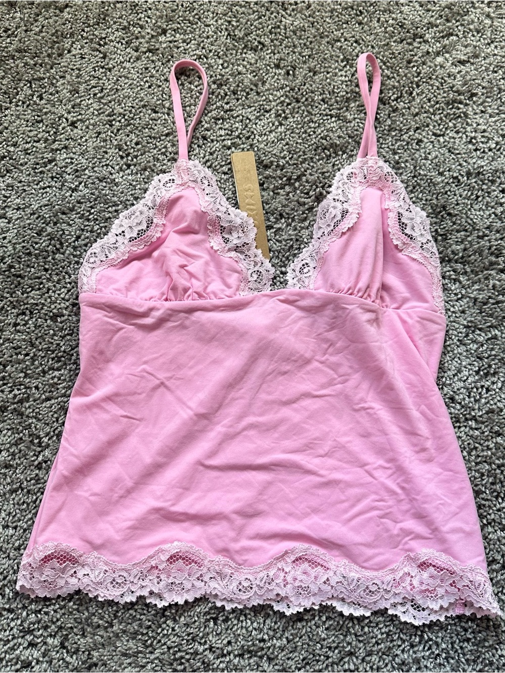 SKIMS Bubblegum Pink Fits Evrybody Lace-Trim Camisole